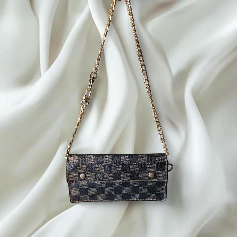 Louis Vuitton Damier Graphite brown‎ Portefeuille Accordion clutch gold hardware
